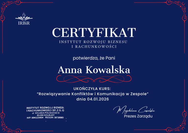 Rozwiązywanie konfliktów Instytut Rozwoju Biznesu i Rachunkowości