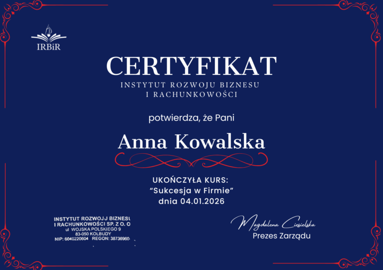 Sukcesja Instytut Rozwoju Biznesu i Rachunkowości