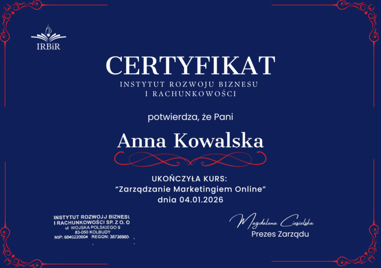 Zarządzanie marketingiem Instytut Rozwoju Biznesu i Rachunkowości