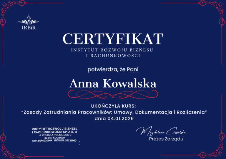 Zatrudnianie pracowników Instytut Rozwoju Biznesu i Rachunkowości