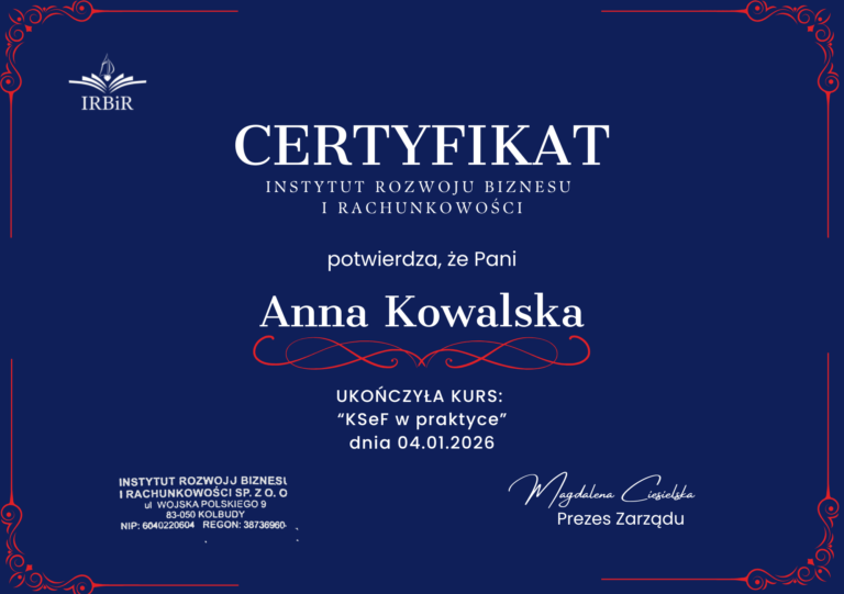 Ksef w Praktyce Instytut Rozwoju Biznesu i Rachunkowości